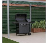 CHARLES BENTLEY ottimo 420 6-Burner Gas BBQ With Built-In Thermometer, Cast-Iron Cooking Grids, Griddle Plate, Side Burner, Matt-Grey Powder-Coated Finish & Storage Cabinet (135 x 58 x110cm)