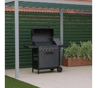 CHARLES BENTLEY ottimo 420 6-Burner Gas BBQ With Built-In Thermometer, Cast-Iron Cooking Grids, Griddle Plate, Side Burner, Matt-Grey Powder-Coated Finish & Storage Cabinet (135 x 58 x110cm)