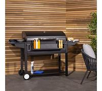 CHARLES BENTLEY ottimo 635 Charcoal BBQ With Built-In Thermometer, Dual Side Tables, Hanging Storage Basket, Adjustable Charcoal Height & Removable Ash Tray, Enamel Coated Steel (164x108cm)