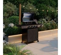 CHARLES BENTLEY ottimo Pro 380 4-Burner Gas BBQ With Infrared Side Burner, Digital Thermometer, Cast-Iron Cooking Grids, Flat Grill Plate, Matt-Grey Double-Layer Lid & Storage Cabinet (129x58x119cm)