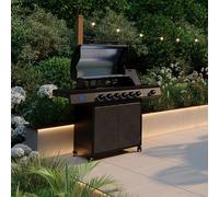 CHARLES BENTLEY ottimo Pro 455 6-Burner Gas BBQ With Infrared Side Burner, Digital Thermometer, Cast-Iron Cooking Grids, Flat Grill Plate, Double-Layer Lid & Storage Cabinet (135x58x119cm)