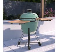CHARLES BENTLEY ottimo Searsmith 24" Kamado BBQ Grill With Folding Bamboo Side Tables, Thermometer, Fibre Gasket Seal, Air Easy-Lift Hinge, gloss Green Finish, Raised Grid Cooking System, (133x115cm)