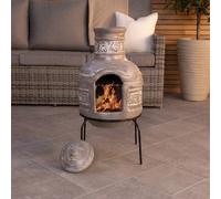 Charles Bentley Snug Leaf Motif Clay Chiminea Bbq Grill Leaf Design Rain Lid