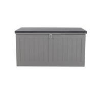 Charles Bentley, 390L, Outdoor, Garden, Plastic, Storage Box, Grey Body, Black Lid, Moulded Handles, Padlock Hasp, Sliding Lifts, PP Vacuum, Indoor, Outdoor, Steel, Storage Chest (143x57x53cm)
