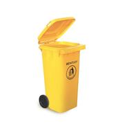 CHARLES BENTLEY Wheelie Bin, 120 Litre, Yellow Wheelie Bin, Weatherproof, Durable, High Density Polyethylene, Two Wheels, Ultra Violet Resistant, Robust, Frost and Chemical Exposure (95x55x47cm)