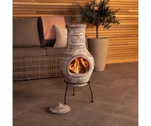 Charles Bentley Outdoor Medium Leaf Design Natural Clay Chiminea