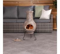 Charles Bentley Outdoor Medium Natural Clay Chiminea Patio Heater in Grey Charles Bentley Grey