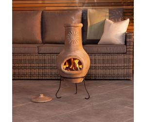 Charles Bentley Outdoor Medium Natural Clay Chiminea Patio Heater in Grey Charles Bentley Grey