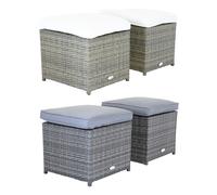 Garden Outdoor Pair of Rattan Footstools Natural/Grey Charles Bentley Grey One Size