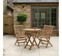 Charles Bentley Pair of Solid Wooden Teak Garden Outdoor Folding Arm Chairs