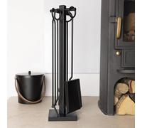 Charles Bentley Palm Fireside Companion Set Tool Stand Square Base Black Matte Finish