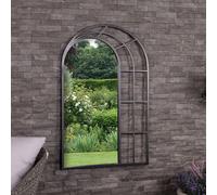 Charles Bentley Paris Arch Window Style Weather Resistant Mirror - Black, Black