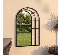 CHARLES BENTLEY Paris Arch Mirror In Black, Weather Resistant, Shatterproof, Wall Mounted Accent Mirror Décor For Garden, Indoors, Iron, Aluminium (95x60x2.5cm)