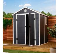 Charles Bentley Plastic Storage Garden Shed 6.3ft x 6.2ft Grey Med Roof Outdoor Charles Bentley Grey