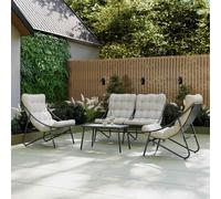 Charles Bentley Porto 4 Seater Steel Lounge Set, Oatmeal One Size