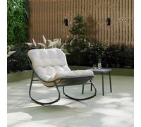 Charles Bentley Porto Rocking Chair Recliner Steel, Oatmeal, One Size