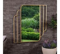 CHARLES BENTLEY Prague Rectangular Garden Wall Mirror, Gold, 110 x 100 cm