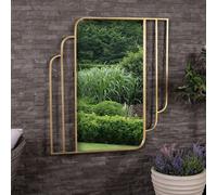CHARLES BENTLEY Prague Rectangular Mirror in Gold, Weather Resistant, Shatterproof, Wall Mounted Accent Mirror Décor For Garden, Indoors, Iron,