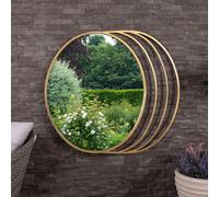 Charles Bentley Prague Round Mirror Gold Coloured Weather Resistant Wall Mount
