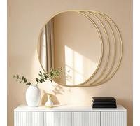 CHARLES BENTLEY Prague Round Mirror, Gold Coloured, Weather Resistant, Shatterproof, Wall Mounted Accent Mirror Décor For Garden, Indoors, Iron,