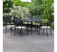 Charles Bentley Premium Furniture Cast Aluminium Outdoor Dining Set in Black Charles Bentley Black