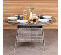 Rattan 6 Seater Dining Table - Grey Charles Bentley Grey One Size