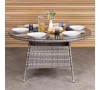 Charles Bentley Rattan 6 Seater Dining Table - Grey Parasol Hole Weatherproof Contemporary style 26.8kg