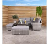 Charles Bentley Rattan Corner Lounge Set with Table Grey