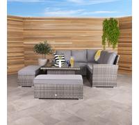 Charles Bentley Rattan Corner Lounge Set with Table Grey