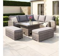 Charles Bentley Rattan Corner Lounge Set with Table Grey