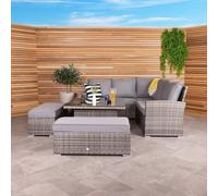 Charles Bentley Rattan Corner Lounge Set with Table Grey