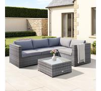 Charles Bentley Rattan Corner Sofa & Coffee Table - Grey