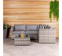 Charles Bentley Rattan Corner Sofa & Coffee Table - Grey