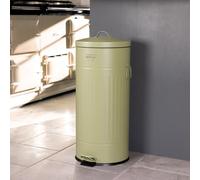 CHARLES BENTLEY Retro Kitchen Pedal Bin 30L Heavy Duty, Sage, 30 Litre