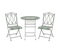Charles Bentley Rustic Wrought Iron Bistro Set Lightweight Garden Outdoor, Strong & Sturdy in a Beautiful Sage Green