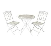 Charles Bentley Wrought Iron Bistro Set Antique White, White