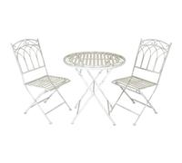 Charles Bentley Rustic Wrought Iron Bistro Set Lightweight Garden Outdoor, Strong & Sturdy in an Antique White