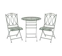 Charles Bentley Rustic Wrought Iron Outdoor Bistro Set - Sage Green Charles Bentley Green