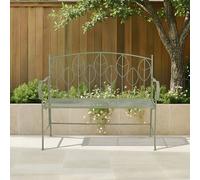 Charles Bentley Sage Green Leaf Design Rustic Metal Garden Bench