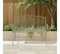 Charles Bentley Sage Green Leaf Design Rustic Metal Garden Bench Charles Bentley Green