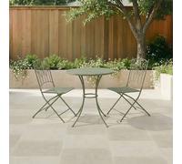 Charles Bentley Sage Green Leaf Design Rustic Metal Garden Bistro Set Charles Bentley Green