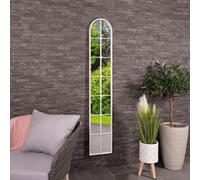 Charles Bentley San Marino Arch Mirror in White, Durable, Weather Resistant, Shatterproof, Wall Mounted Accent Mirror Décor For Garden, Inside, Iron, Aluminium (170x30cm)