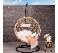 Single Hanging Swing Chair H198 x Diameter 104cm Natural Charles Bentley Beige One Size