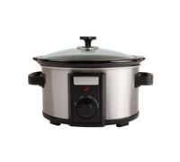 CHARLES BENTLEY 3.5L Capacity, Slow Cooker, Black, Removable Ceramic Bowl, Small, Stainless Steel, Tempered Glass Lid, Serves 2-3 People, 180W, 2 Heat Settings, Keep Warm Function (34x25.2x22.1cm)