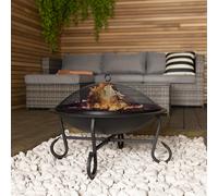 Charles Bentley 56Cm Round Outdoor Garden Patio Fire Pit Heater Open Bowl Black