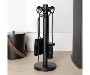Charles Bentley Snug Fireplace Companion Set Iron, Black, H40 x 14 cm