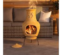Charles Bentley Snug Malaga Outdoor Large Terracotta Clay Chiminea Patio Heater