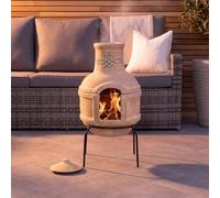 CHARLES BENTLEY Outdoor, Garden, Patio, Small, Terracotta Clay Chimenea, BBQ Grill, with Artisan Design, Rain Lid & Stand, Patio Heater, Easy To Assemble, Rustic Finish, Artisan Design (75x35cm)