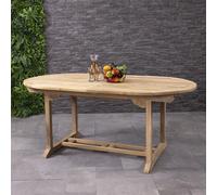 Charles Bentley Solid Wooden Teak Garden Patio Oval 6-8 Seater Extendable Table