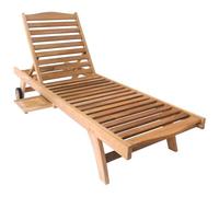Charles Bentley Solid Wooden Teak Garden Patio Reclining Sun Lounger Sunbed